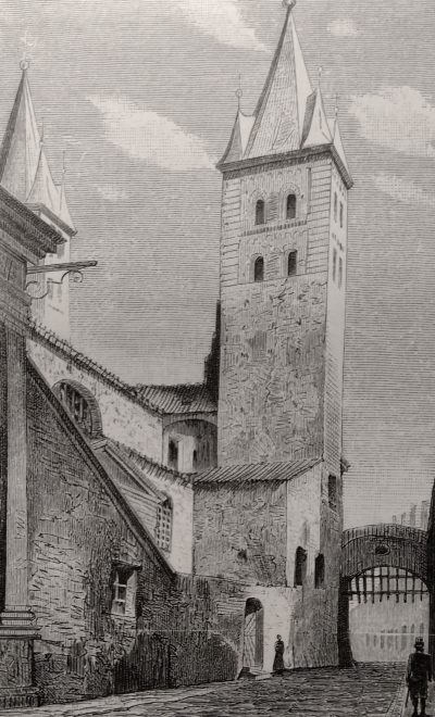 Kostel Sv. Jiří na Pražském hradě-rytina-nakreslil Jan Koula kolem roku 1885